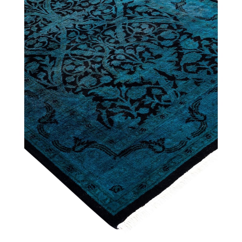 Fine Vibrance, One-of-a-Kind Hand-Knotted Runner Rug - Black, 2' 6" x 9' 10" - 2' 6" x 9' 10"