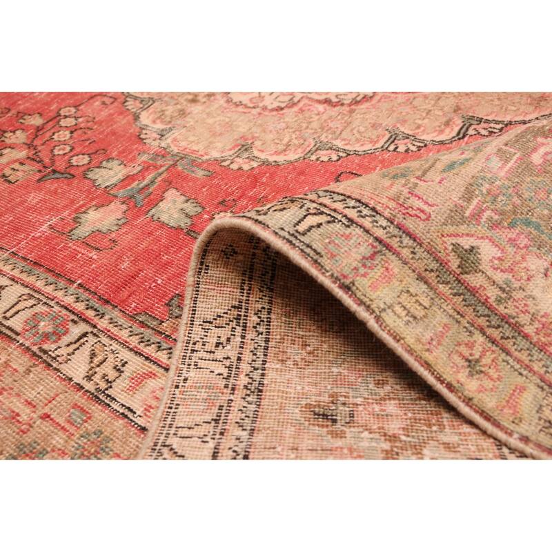ECARPETGALLERY Hand-knotted Antalya Vintage Light Red Wool Rug - 6'7 x 9'6