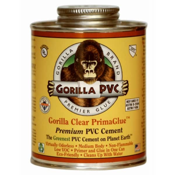 Gorilla R16000 Clear PrimaGlue Premium PVC Cement, 16 Oz Bed Bath & Beyond 27660546