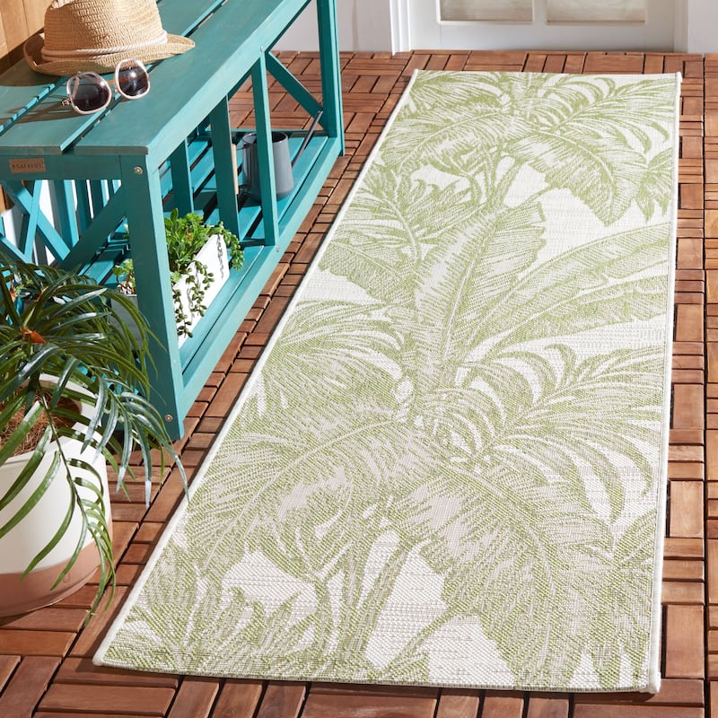 SAFAVIEH Courtyard Neli Transitional Indoor/Outdoor Rug - 2'3" x 8' Runner - Ivory/Green