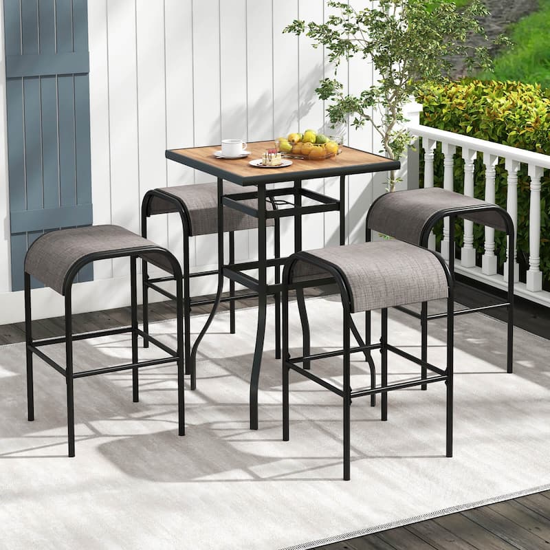 Gymax 4PCS 30'' Bar Height Bistro Stools Outdoor Bar Stools w/