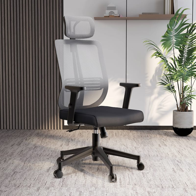 Adjustable Office Chair with Mesh Back and Headrest Nift Series by LeisureMod