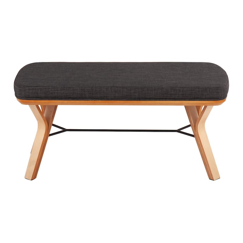Carson Carrington Sala Upholstered Bench - Charcoal Fabric & Natural Wood