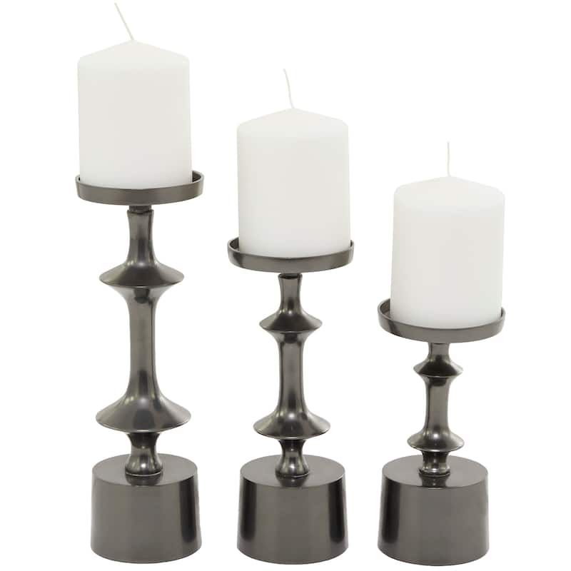 CosmoLiving by Cosmopolitan Black Aluminum Pillar Candle Holder (Set of 3)