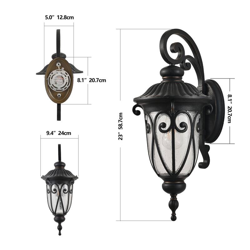 23" H Outdoor Weatherproof Wall Sconce with Bubble Glass (No Bulb)