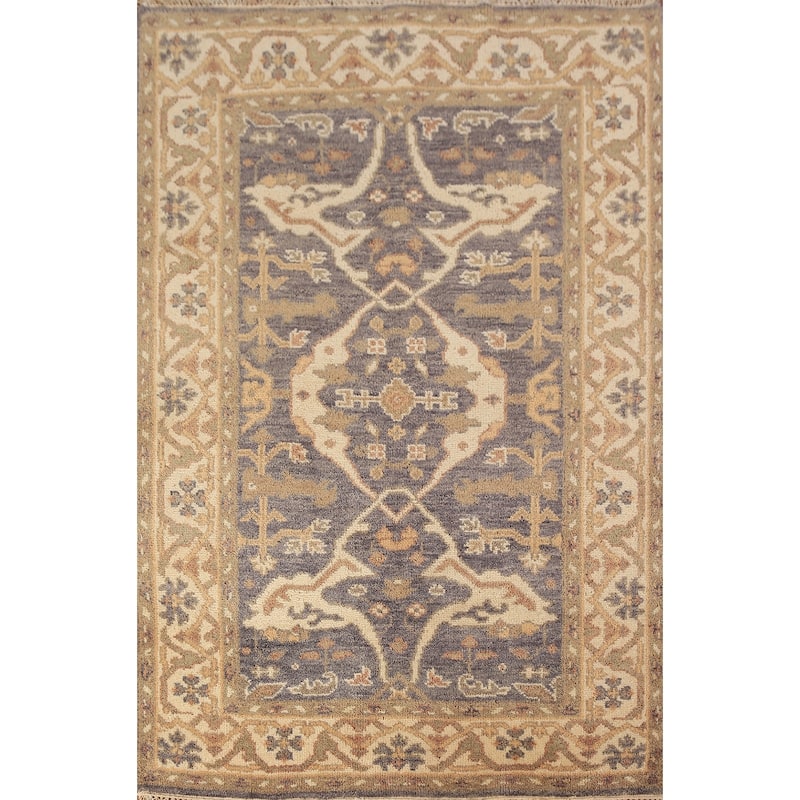 Gray Oushak Oriental Rug Hand-Knotted Wool Carpet - 4'1"x 5'9"