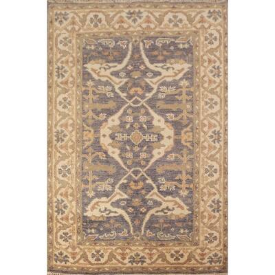 Gray Oushak Oriental Rug Hand-Knotted Wool Carpet - 4'1"x 5'9"