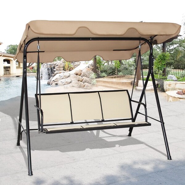 Costway 3 Person Outdoor Patio Swing Canopy Awning Yard Furniture