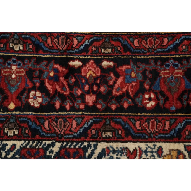Hand Knotted Oriental 100% Wool Carpet Traditional Floral Beige & Ivories Bakhtiari Area Rug - 13' 1'' X 6' 1''