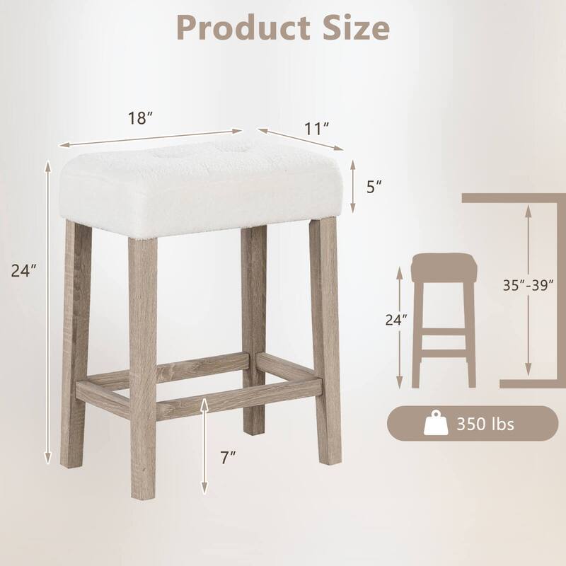 Costway Counter Height Bar Stools Set of 2/4 with Rubber Wood Legs - See Details