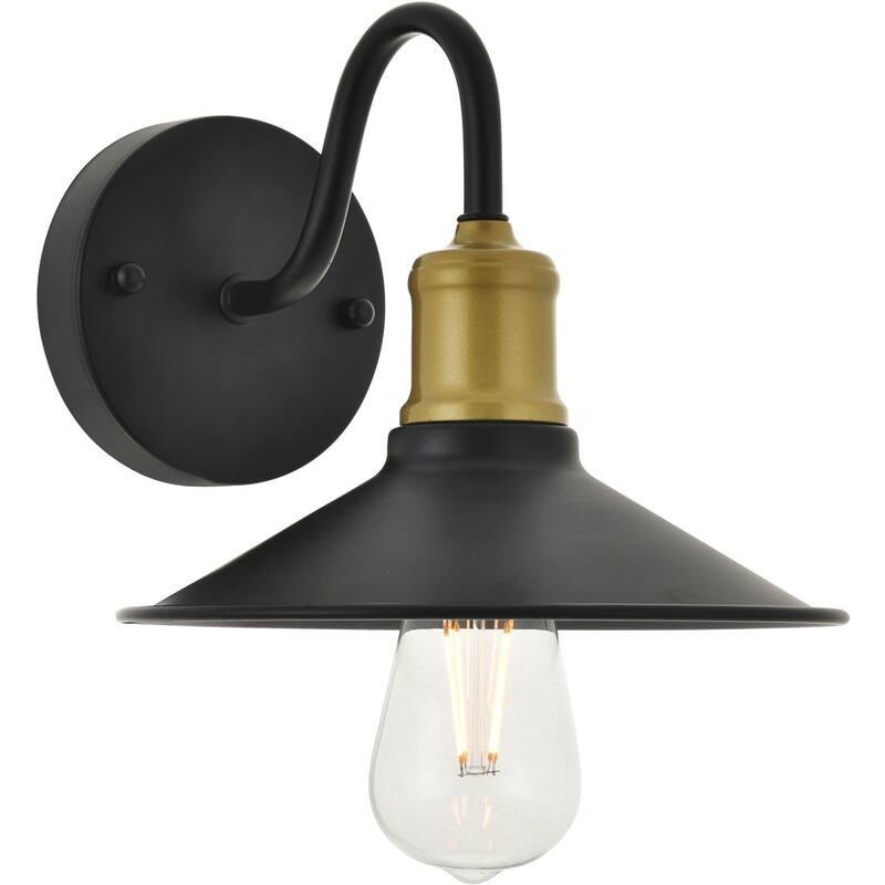 Elegant Lighting Etude Single Light 8" Tall Bathroom Sconce - Brass / Black