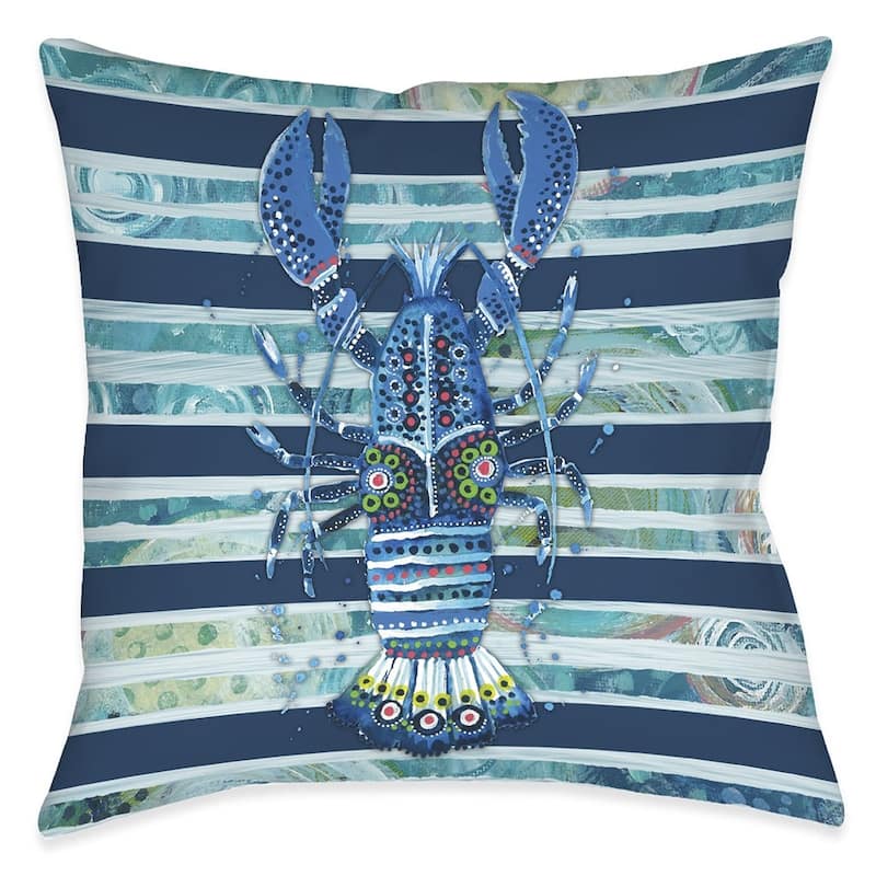 Blue Ocean Lobster Outdoor Pillow