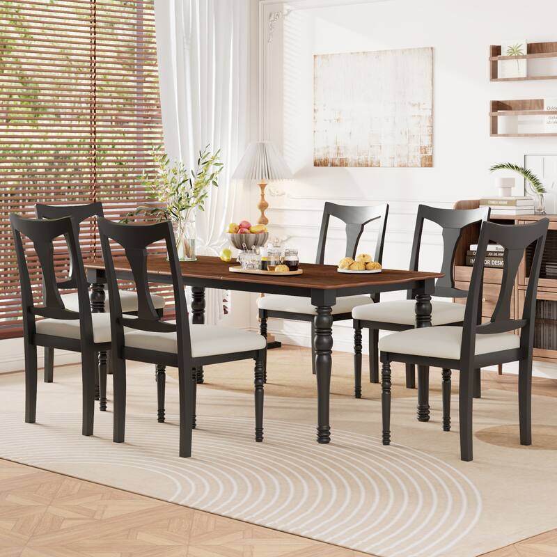 Expandable Dining Table Set For 4 To 8, Rustic Space-Saving Table With Removable Leaves,Wooden Dining Room Table