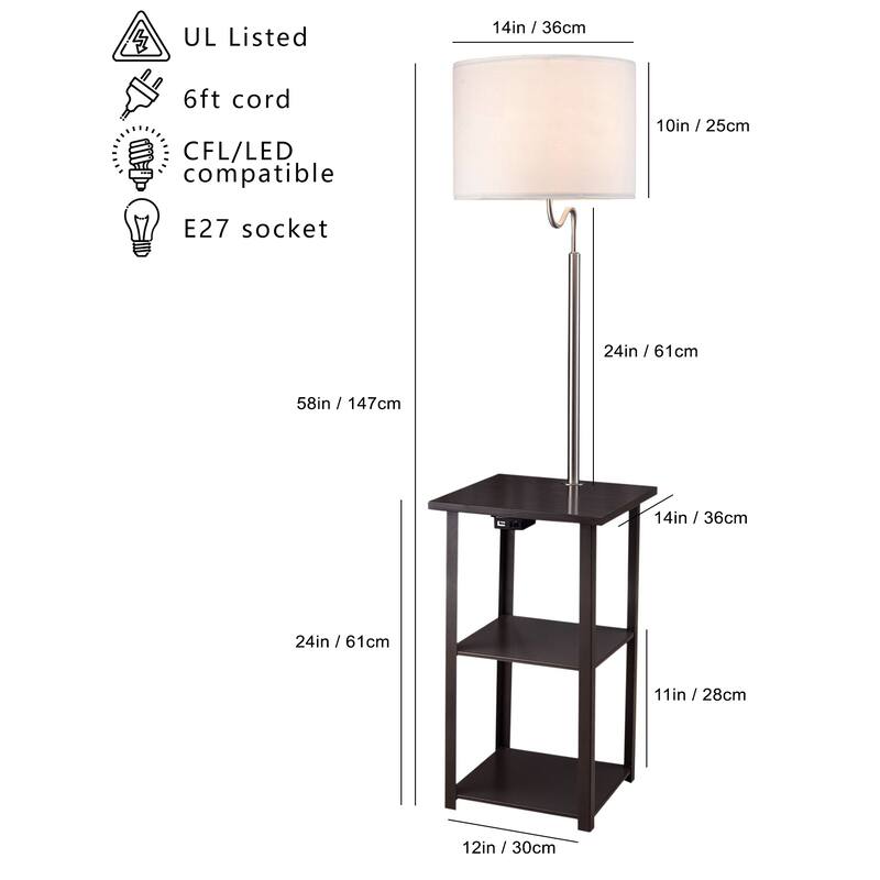 Floor Lamp with a USB port and Power Outlet