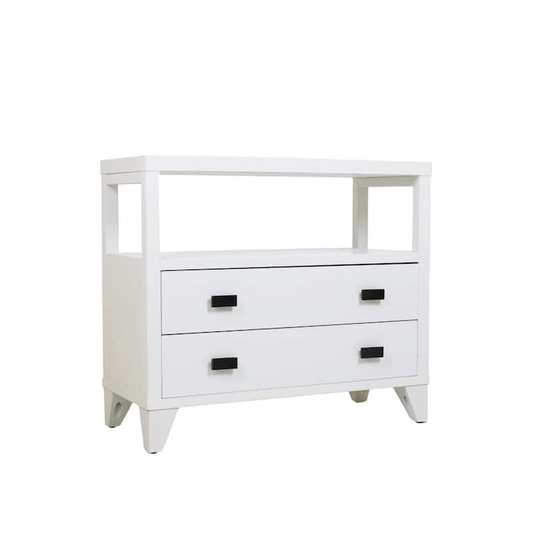 Handmade Wood 2-Drawer Nightstand with Open Shelf by East at Main