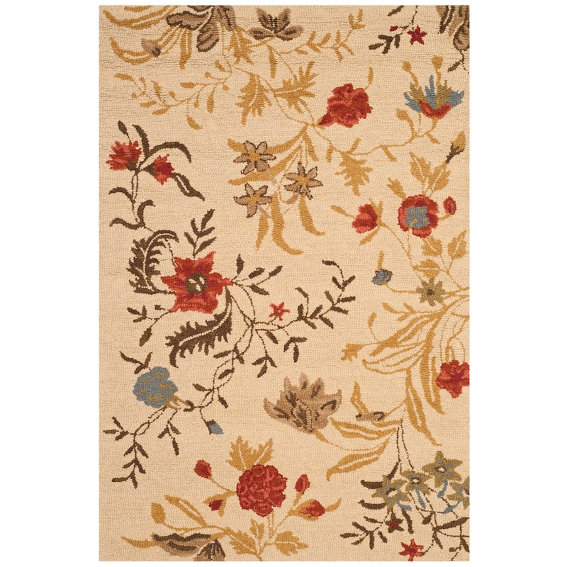 SAFAVIEH Handmade Blossom Dicy Modern Floral Wool Rug On Sale Bed