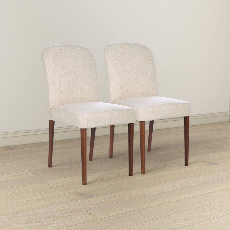 GDFStudio - Capri Modern Fabric Dining Chair with Solid Wood Frame & Linen Blend Upholstered Padded Seat, Set of 2 - 24.6"