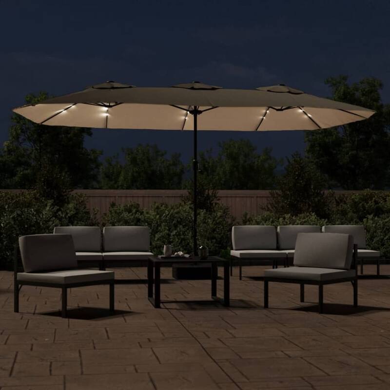 vidaXL Garden Parasol Taupe and Dark Grey Polyester, Powder-coated Iron - 176.8 x 176.8 x 96.5 in
