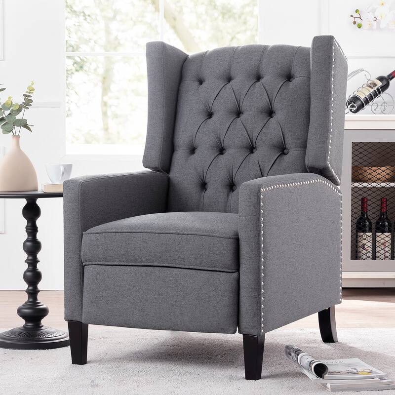 27.16" Wide Manual Wing Recliner Chair with Silver Bubble Nails