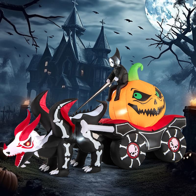 Gymax 9 FT Long Halloween Inflatable Decoration Grim Reaper Driving