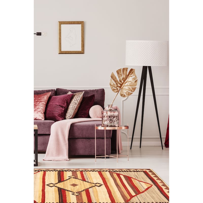 ECARPETGALLERY Flat-Weave Ankara FW Cream Wool Kilim - 6'4 x 9'8