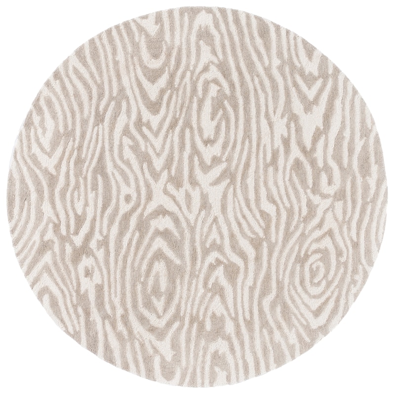 SAFAVIEH Handmade Ebony Thouraya Modern & Contemporary Wool Rug - 6' Round - Grey/Ivory