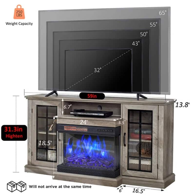EROMMY TV Stand for 65 Inch TV, Entertainment Center with LED Lights, Storage & Power Outlets, Media Console for Living Room