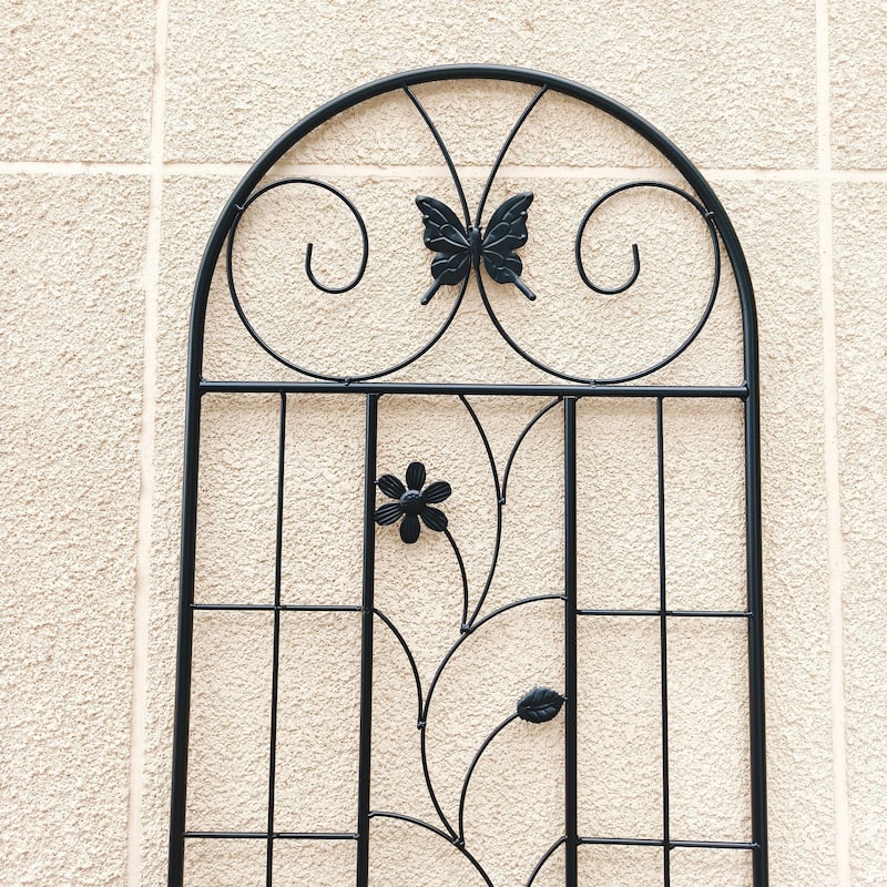 2 Pack Metal Garden Trellis Rustproof Trellis for Climbing Plants Outdoor Flower Support Dragonfly Deco Black