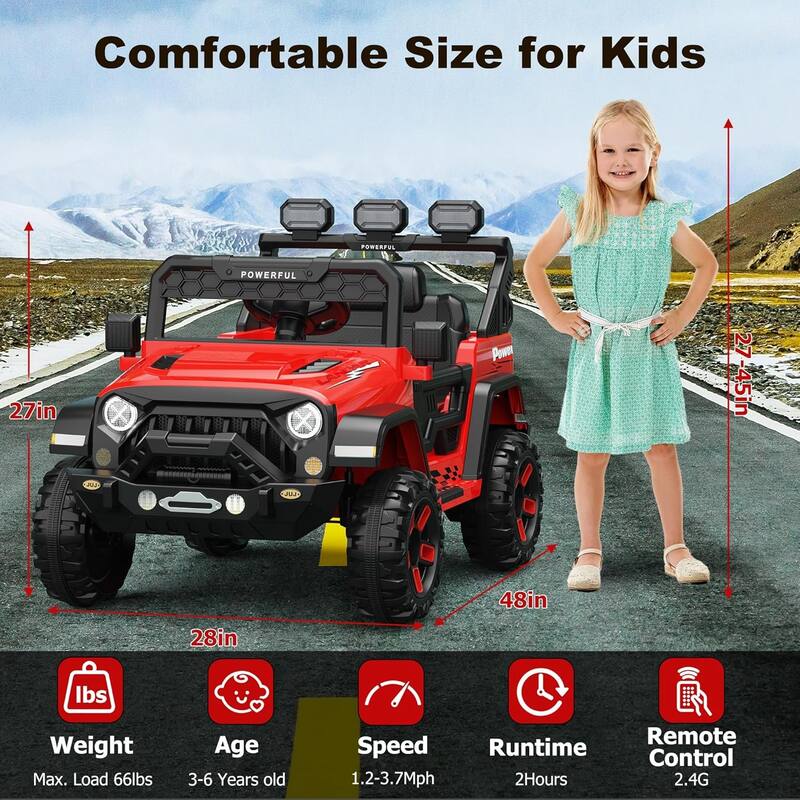 Kids Electric Vehicle for Ages 3-6, Ride on Car with 2.4G Remote Control