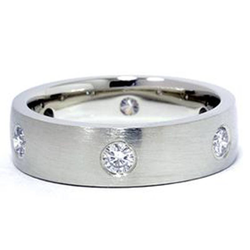 Mens White Gold 3/4ct Diamond Wedding Ring Band New