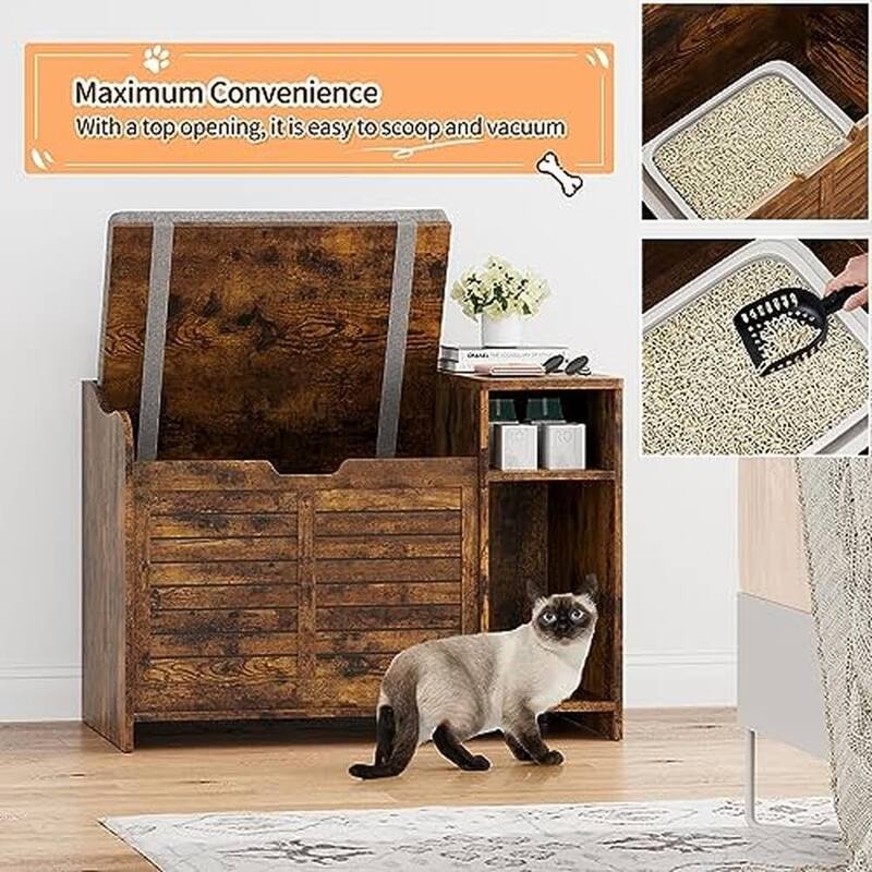 Cat Litter Box Enclosure with Top Opening, Privacy Cabinet
