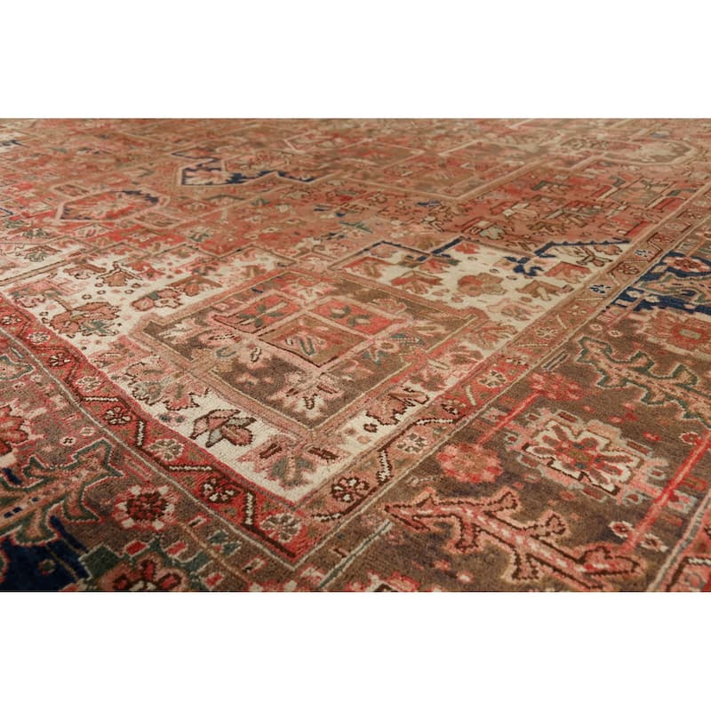 Traditional Heriz Persian Vintage Area Rug Hand-Knotted Wool Carpet - 9'9"x 12'10"