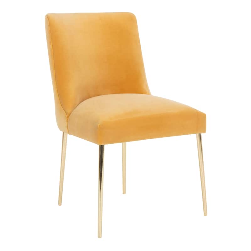 SAFAVIEH Couture Melonie Velvet Accent Chair - Mustard / Brass - 28"x23"x35.3" - 28" W x 23" D x 35" H - 28Wx23Dx35H