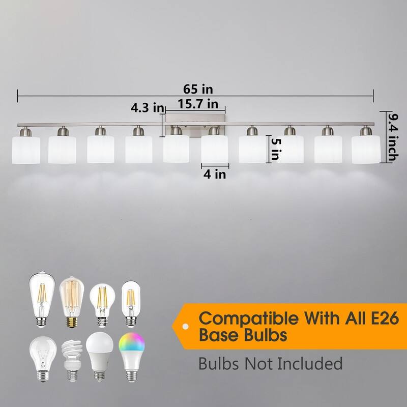 Modern Bathroom Vanity Light With Frosted Milk Glass Shades
