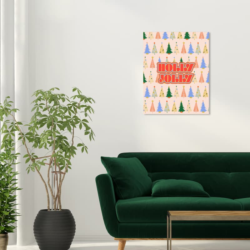 Wynwood Studio Canvas Holiday and Seasonal Holly Jolly Trees Red Wall Art Canvas Print - 20 x 24