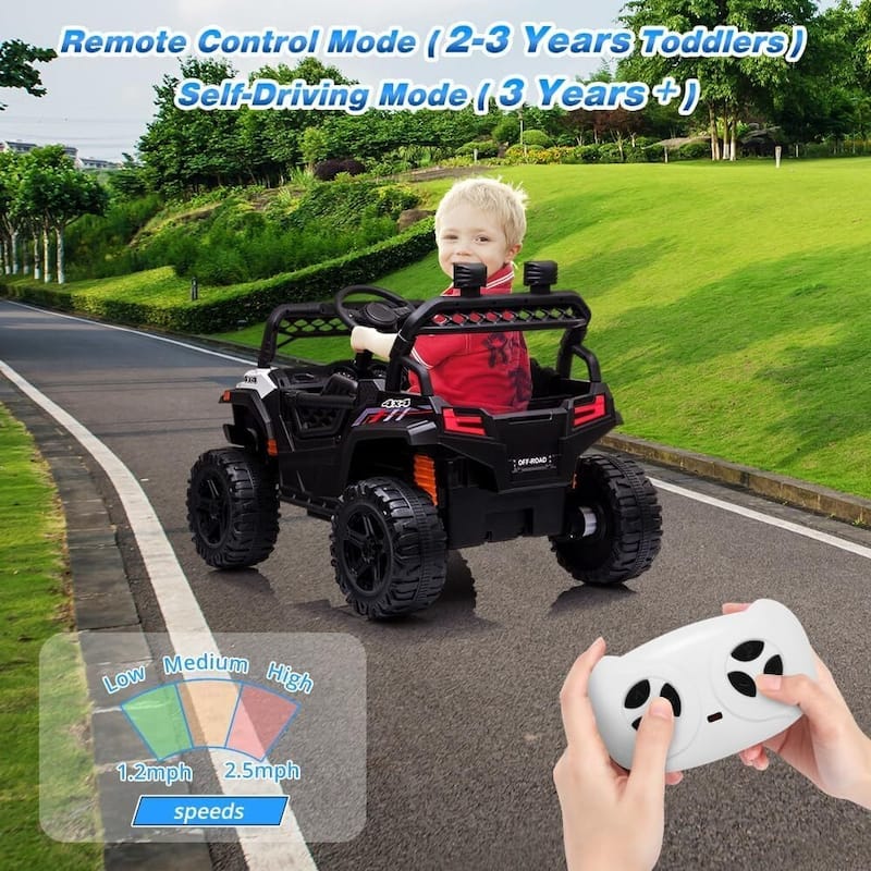 Kids Ride On Utv with Remote Control, 390W Double Motors 12V Kids Ride On Car Truck Toddles Electric Vehicle