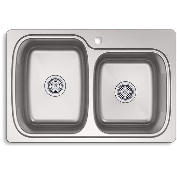 Shop Kohler K 75791 1 Verse 33 Double Basin Drop In Or Undermount Stainless Steel Overstock 15925758