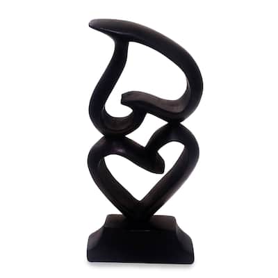 Novica Handmade Stacking Hearts Wood Sculpture - 8" H x 3.7" W x 3.5" D
