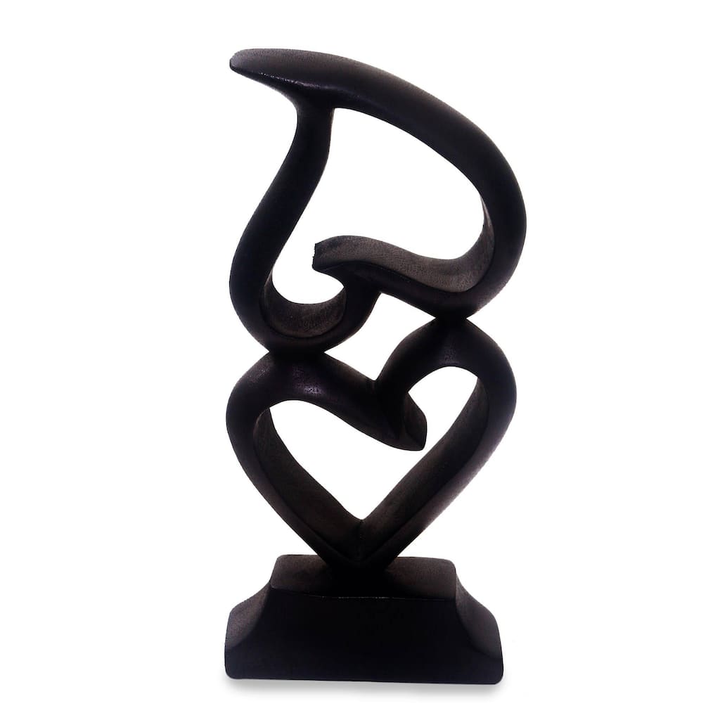 Novica Handmade Stacking Hearts Wood Sculpture - 8" H x 3.7" W x 3.5" D