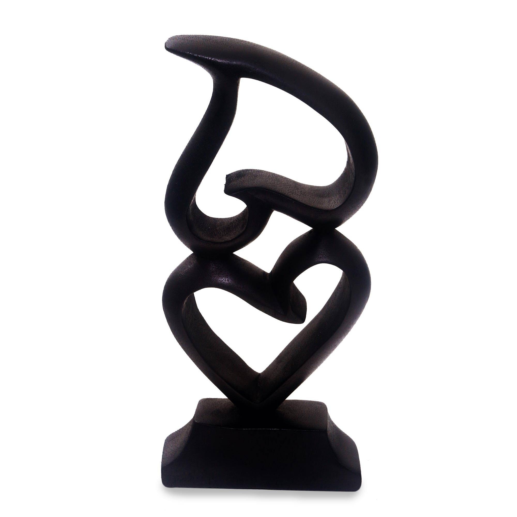 Novica Handmade Stacking Hearts Wood Sculpture - 8" H x 3.7" W x 3.5" D
