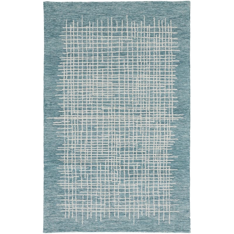 Grand Bazaar Carrick Hand Tufted Abstract Transitional Area Rug - 9' x 12' - Blue/Green/Ivory