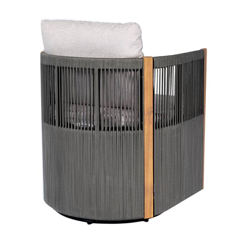 Christopher Knight Home - Maris 5-Piece Outdoor Acacia Wood Swivel Dining Set with 70.75" Rectangular Slat Table and Cushions