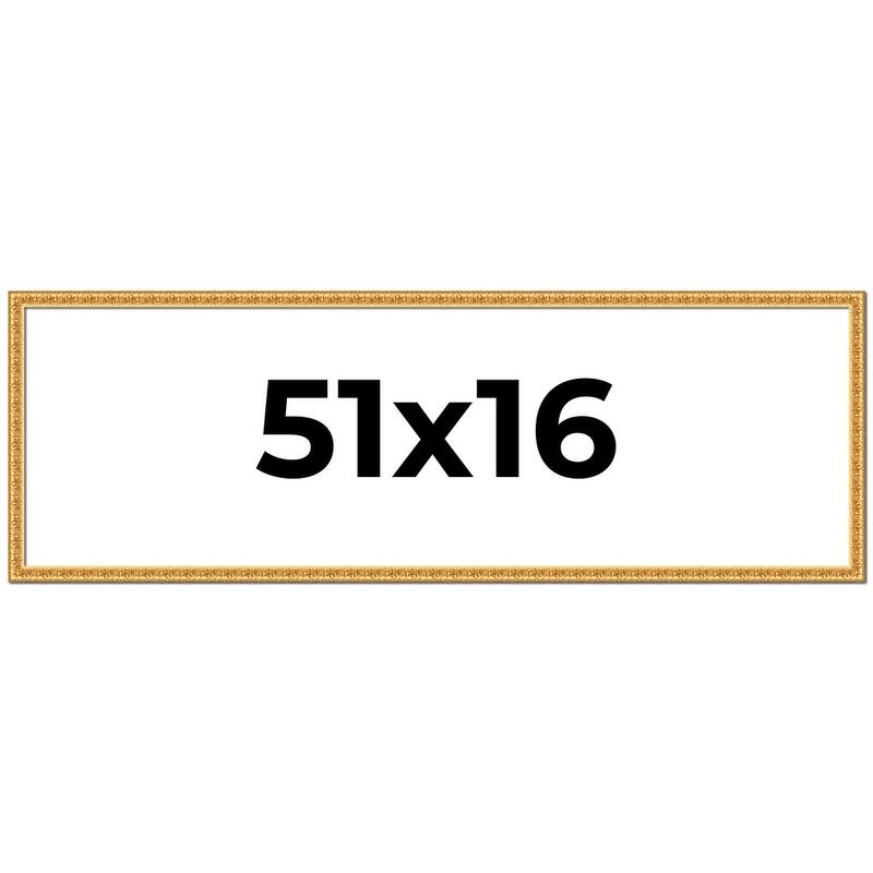 51x16 Frame Gold Real Wood Picture Frame Width 1 inches | Interior