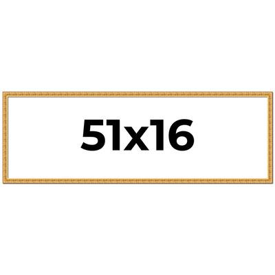 51x16 Frame Gold Real Wood Picture Frame Width 1 inches | Interior