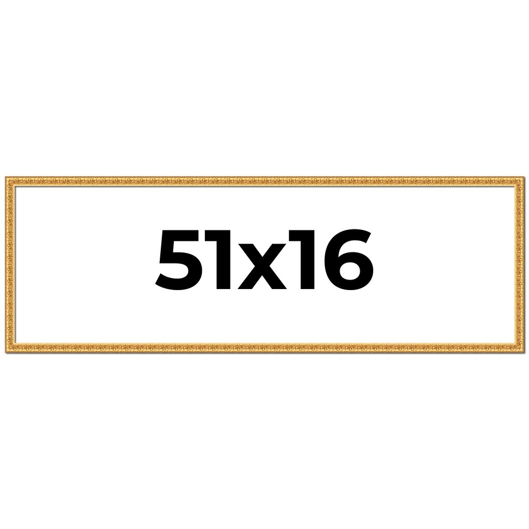 51x16 Frame Gold Real Wood Picture Frame Width 1 inches | Interior