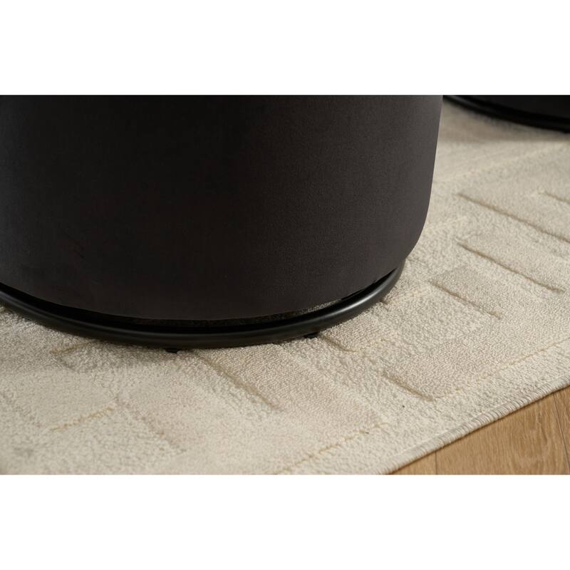 Set Of 1 Upholstered Kitchen & Dining Room Barrel Chair,Modern Round Velvet Dining Chair,360 Degree Swivel Comfy Armless Chair