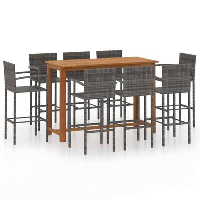 9 Piece Garden Bar Set Gray