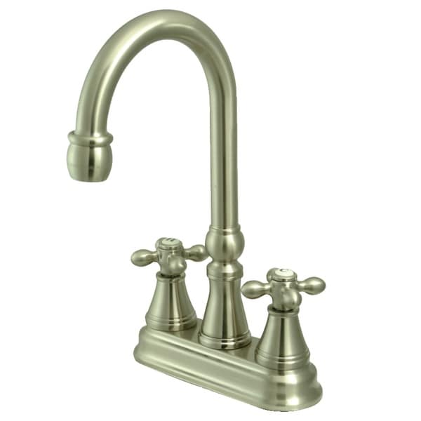 Kingston Brass KS249.AX Victorian Deck Mounted Double Handle Bar Faucet with Cross Handles
