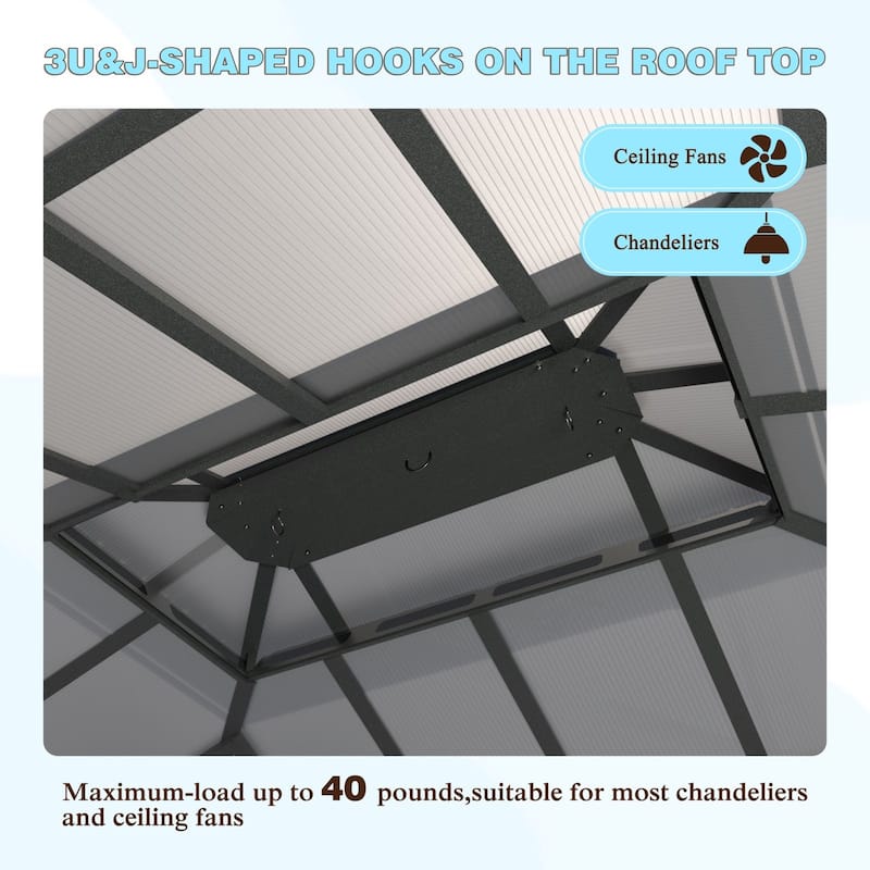 VEIKOUS 13' x 10' Outdoor Hardtop Gazebo with Aluminum Frame and Double Roof, Patio Gazebo with Premium Nettings