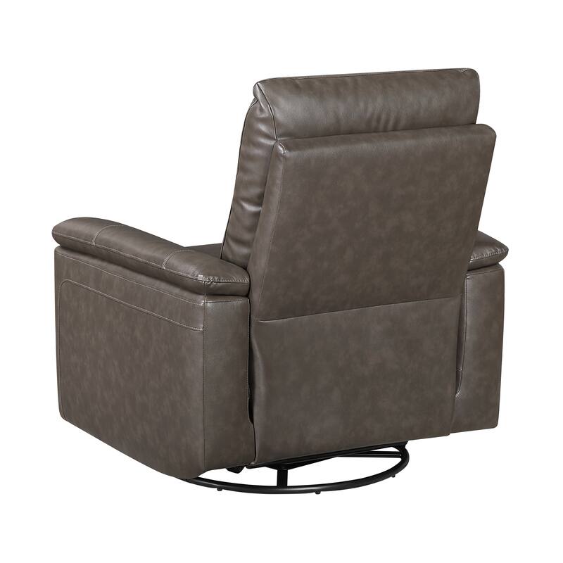 Koa 35" Leather Swivel Glider Reclining Chair - Gentle Gliding Motion